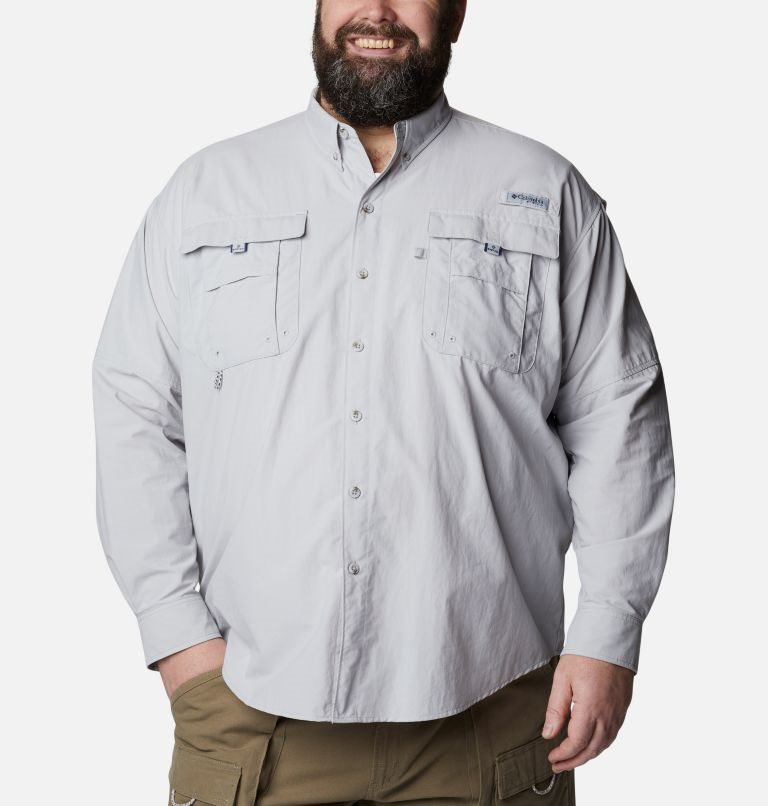 Men\'s Columbia PFG Bahama II Long Sleeve Shirts Light Grey | Plus Size CA-O361A